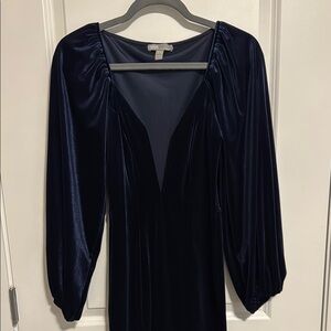 ASOS Low Cut Blue Velvet Dress